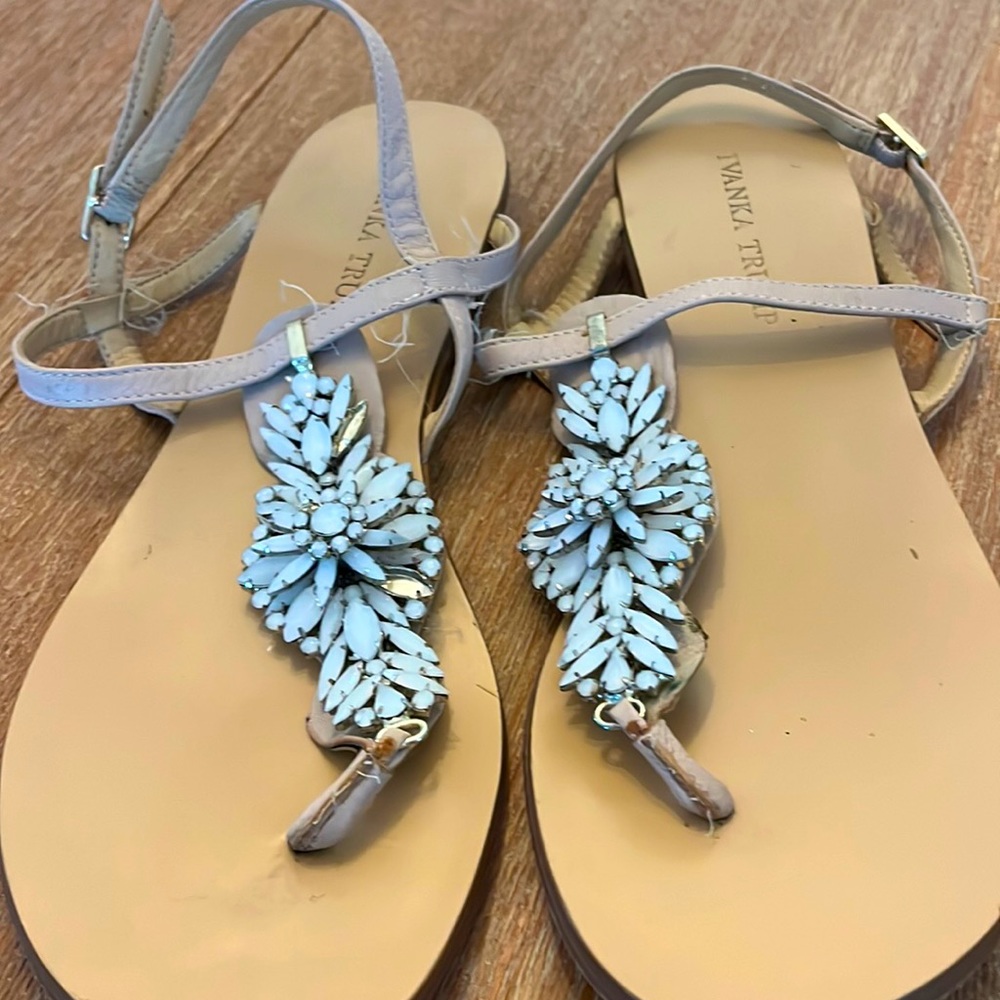 Ivanka trump nude and white with gems sandals, size 8.5
